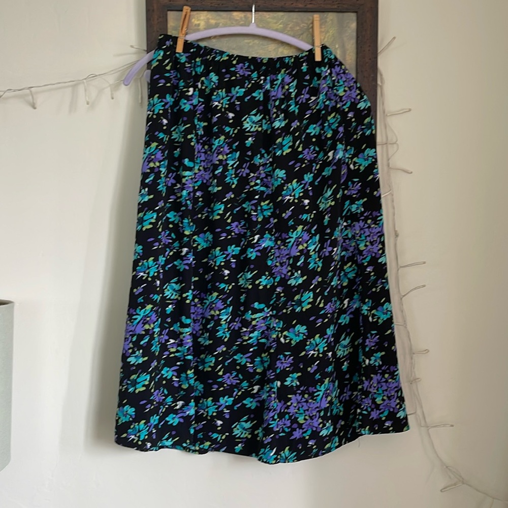 Vintage abstract, floral, midi skirt